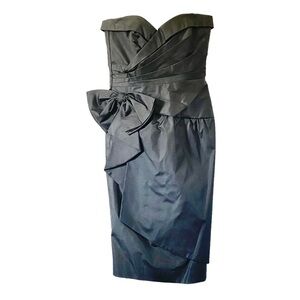 Vintage 80s AJ Bari Little Black Dress Cocktail Party Sweet Heart Strapless Midi